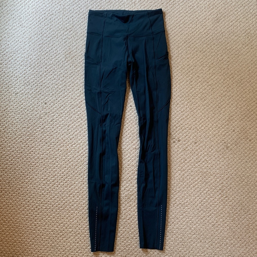 Lululemon Fast and Free Brushed Leggings 28" Submarine 4 EUC